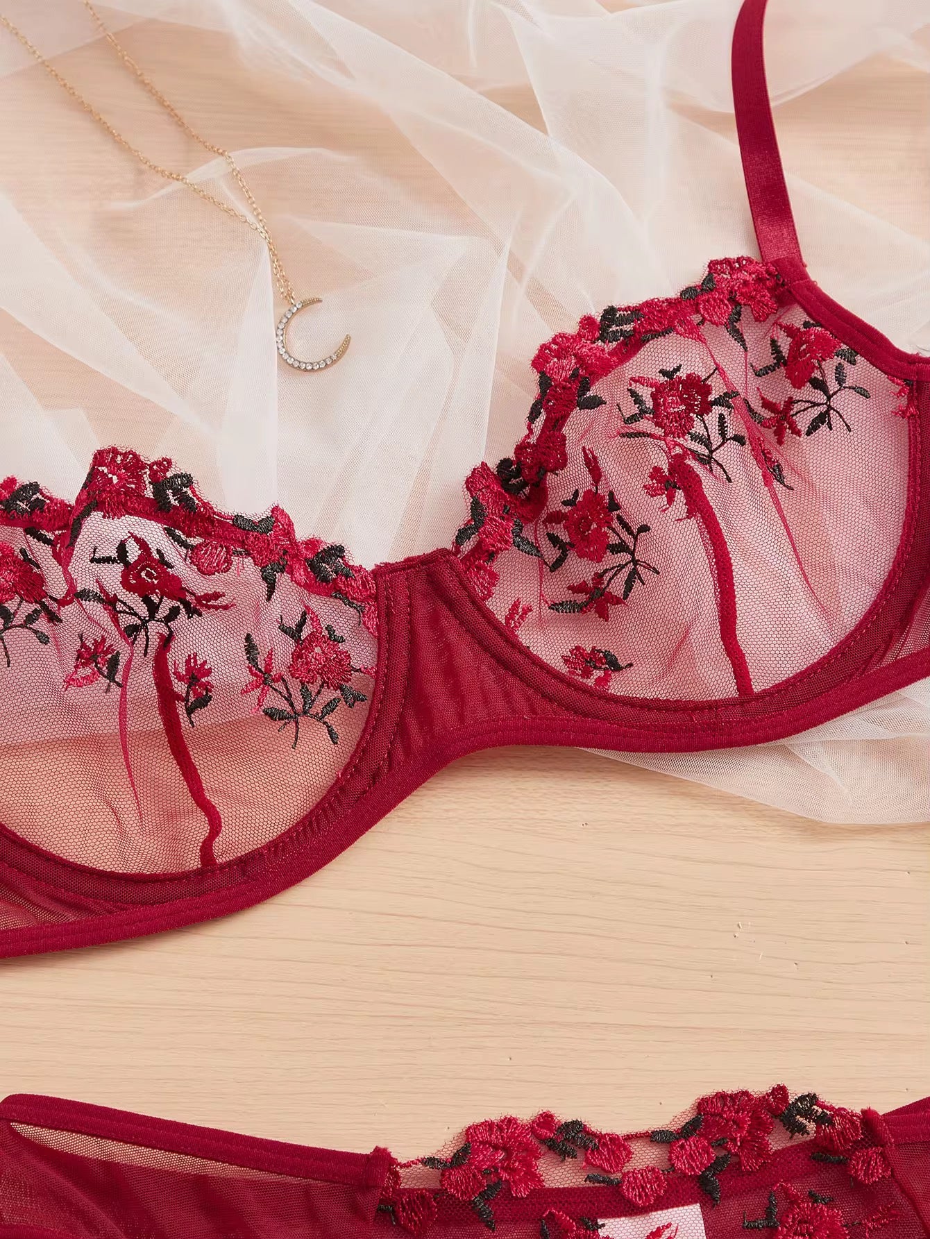 Premium Floral Embroidery Bra Panty Set – Soft Fit