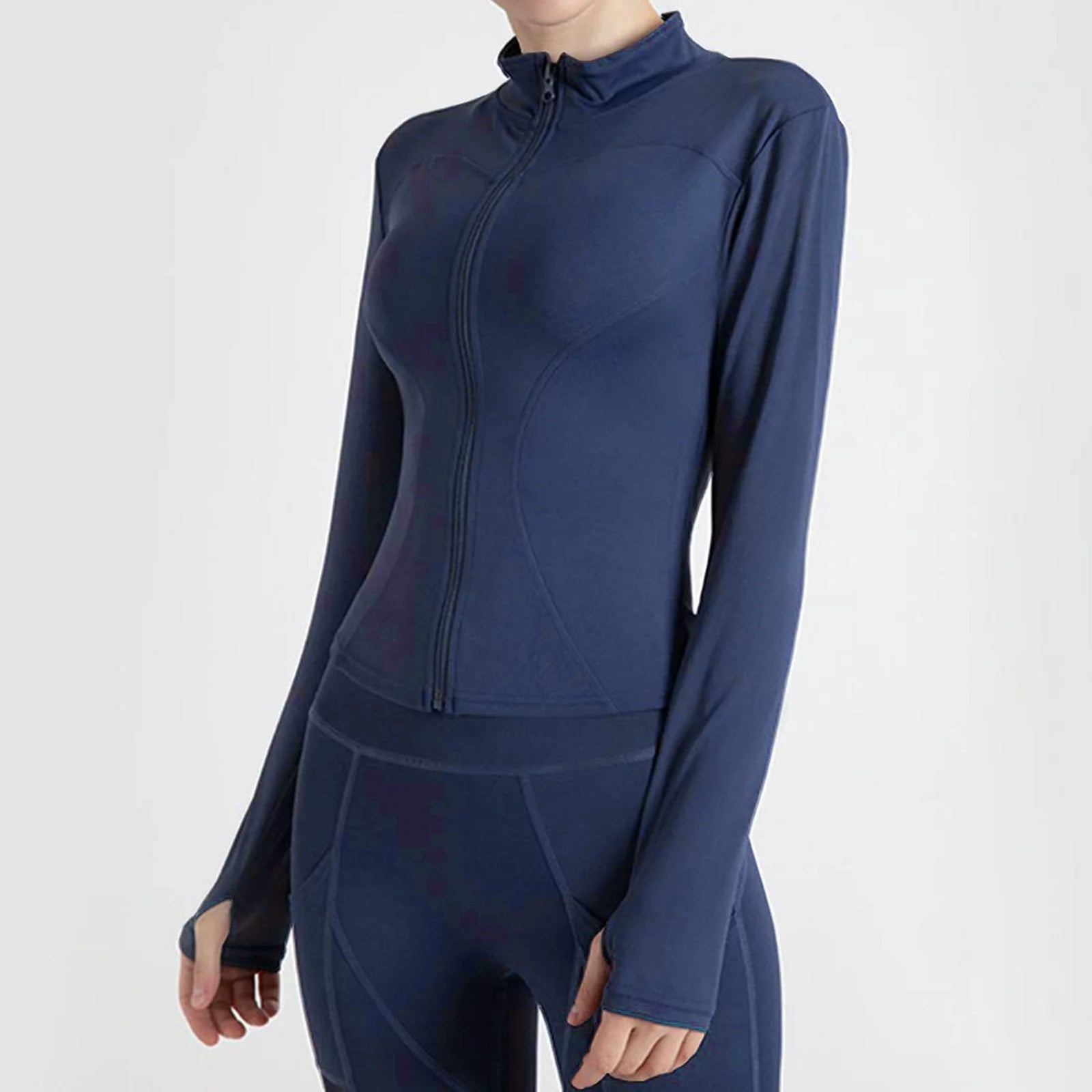 Lightweight Sports Running Jacket Slim Fit Stretchy Full Zip Athletic Workout Jacket with Thumb Holes | Women Data