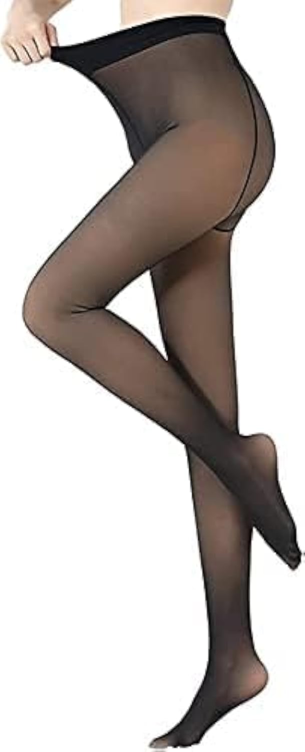 Dual Tone Fleece Lined Winter Pantyhose | Thick Warm Stockings Look Leggings