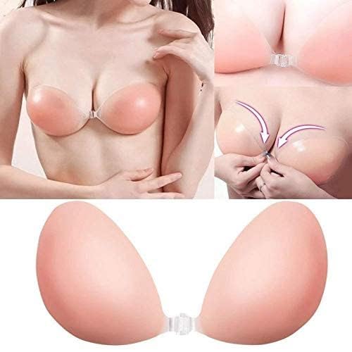 Bra Free Silicone Self Adhesive Bra Cups (Beige Pack of 1)
