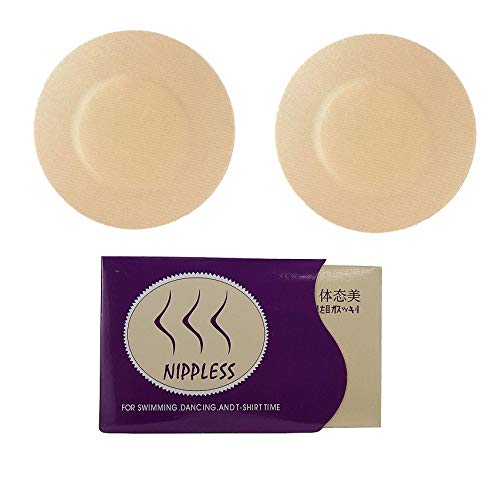 Nipple Pasties Cover (Beige) Adhesive Cotton Ultra Thin - Pack of 5 Pairs FREE SKIN COTTON