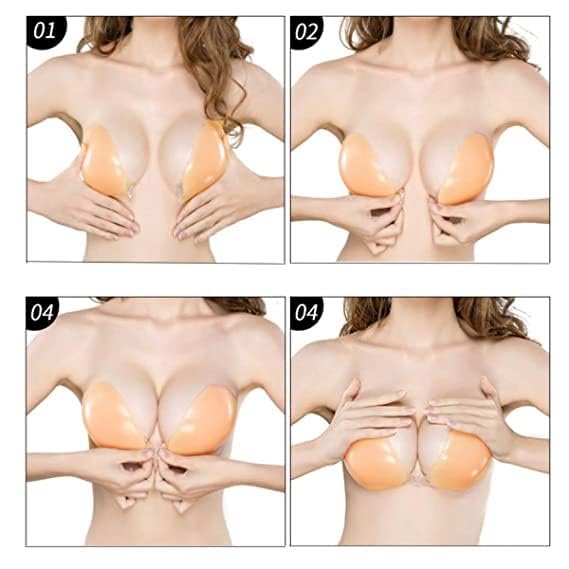 Bra Free Silicone Self Adhesive Bra Cups (Beige Pack of 1)
