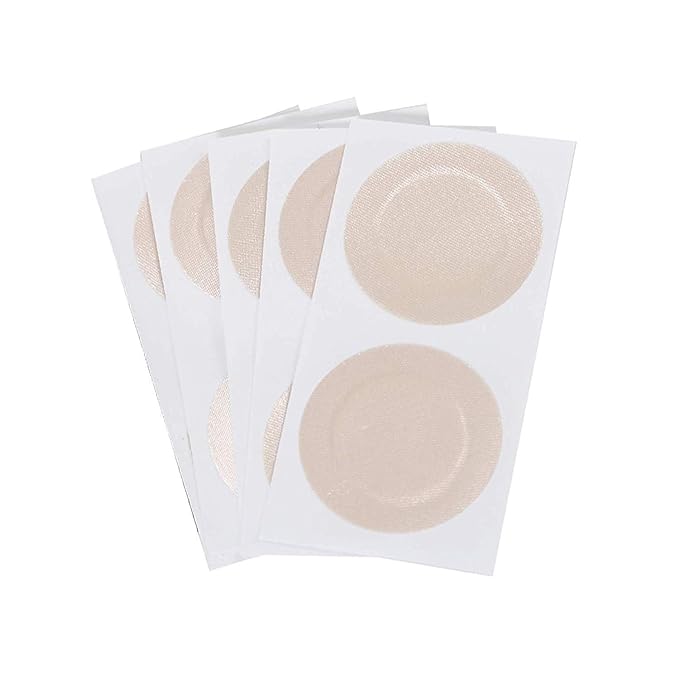 Nipple Pasties Cover (Beige) Adhesive Cotton Ultra Thin - Pack of 5 Pairs