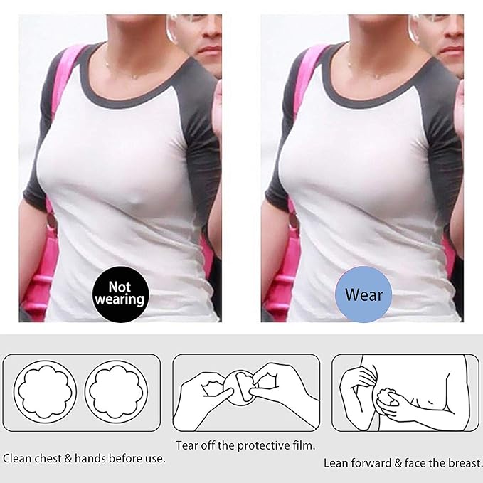 Nipple Pasties Cover (Beige) Adhesive Cotton Ultra Thin - Pack of 5 Pairs