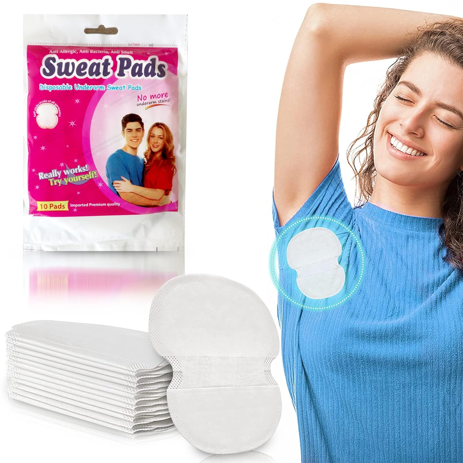 Disposable Underarm Sweat Pads for Women - 10 Pads Sweat Pads