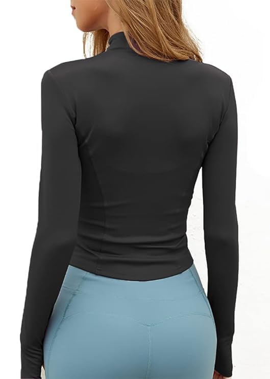 Lightweight Sports Running Jacket Slim Fit Stretchy Full Zip Athletic Workout Jacket with Thumb Holes | Women Data XXL classic