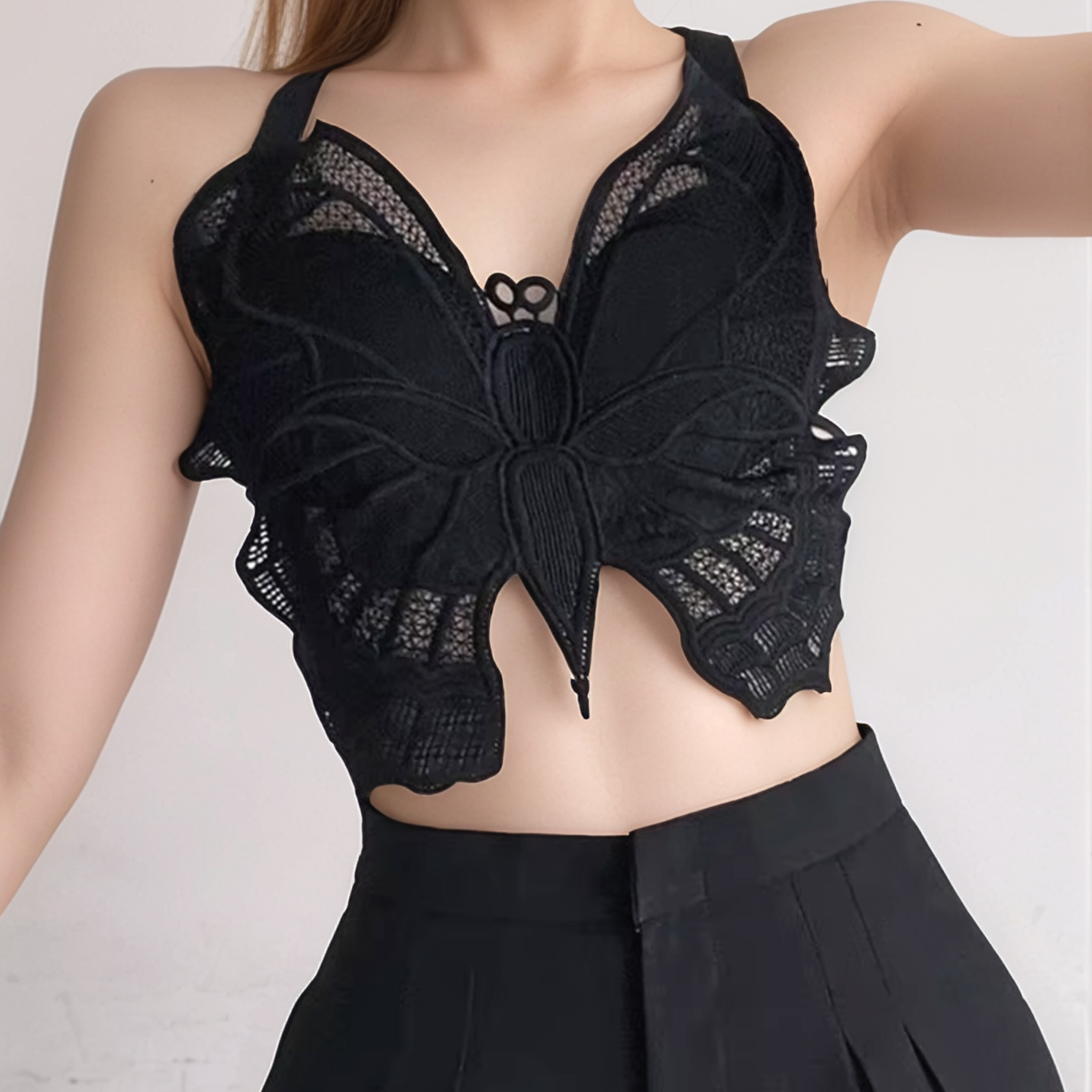 Lace Back with Cross Shoulder Straps Fancy Bralette