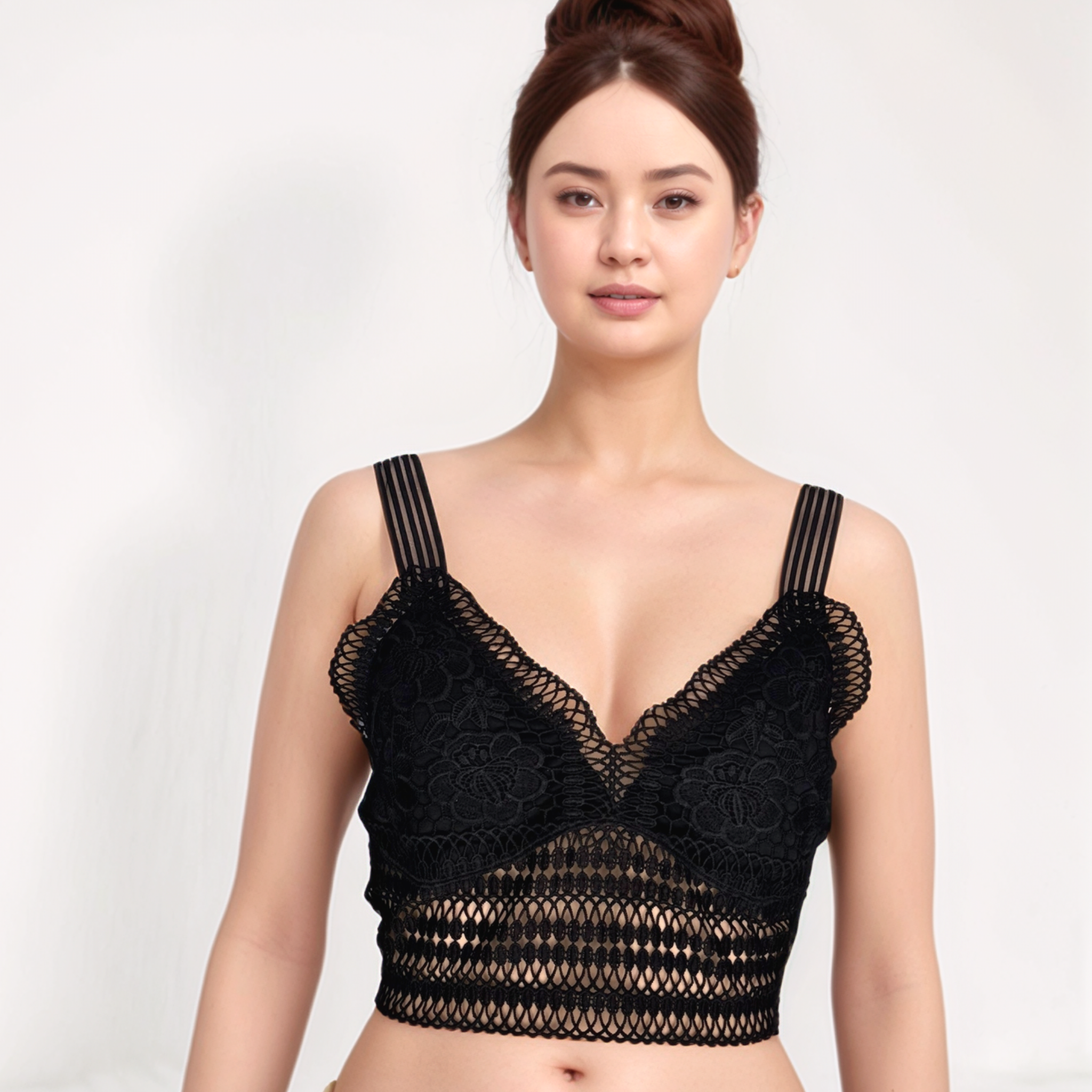 Sexy Lace Bra for Women Free Sizing Black 90% Polyester 10% Spandex Free Size