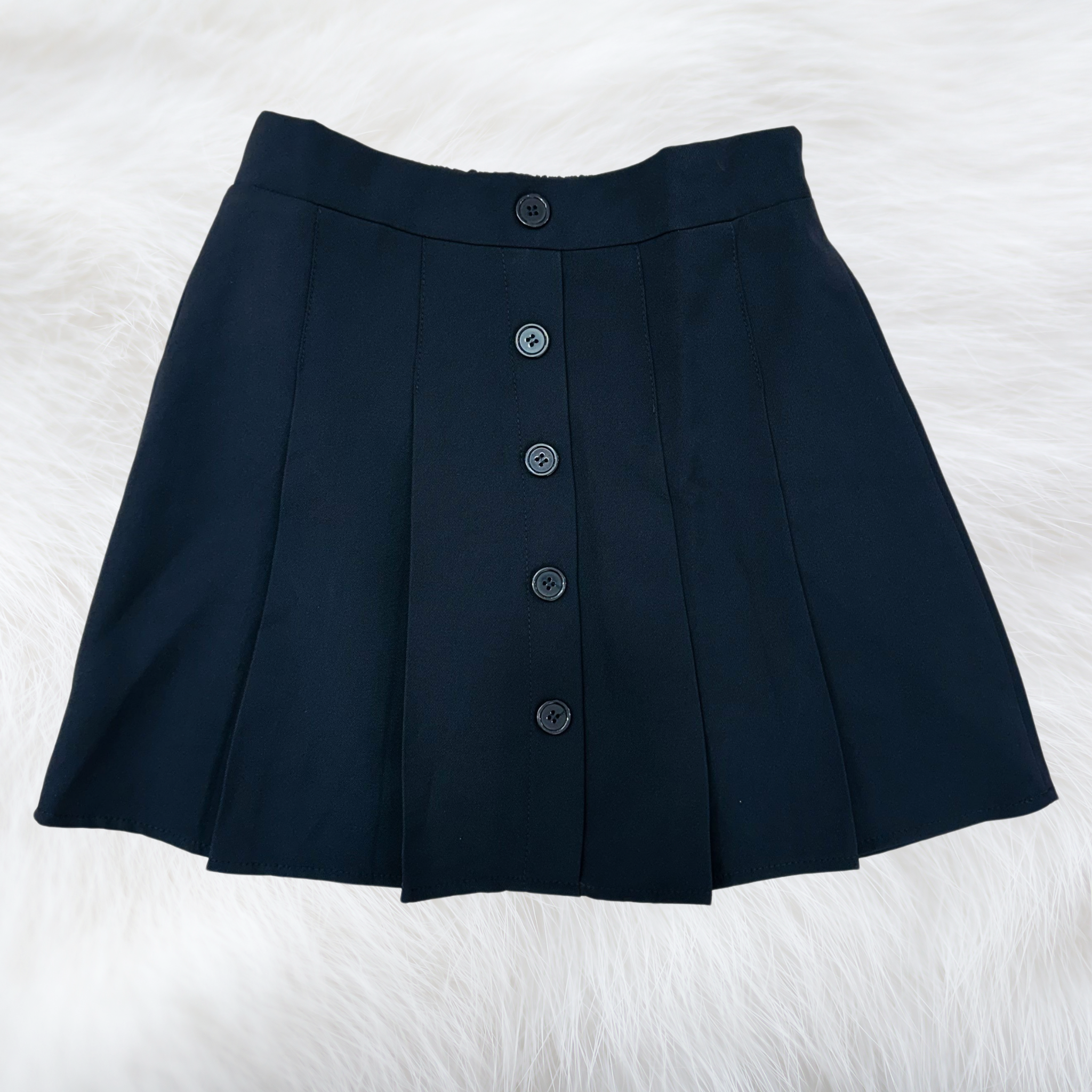 Skirt Button Closure A-Line High Waist Mini Short Skirt Black Traveling
