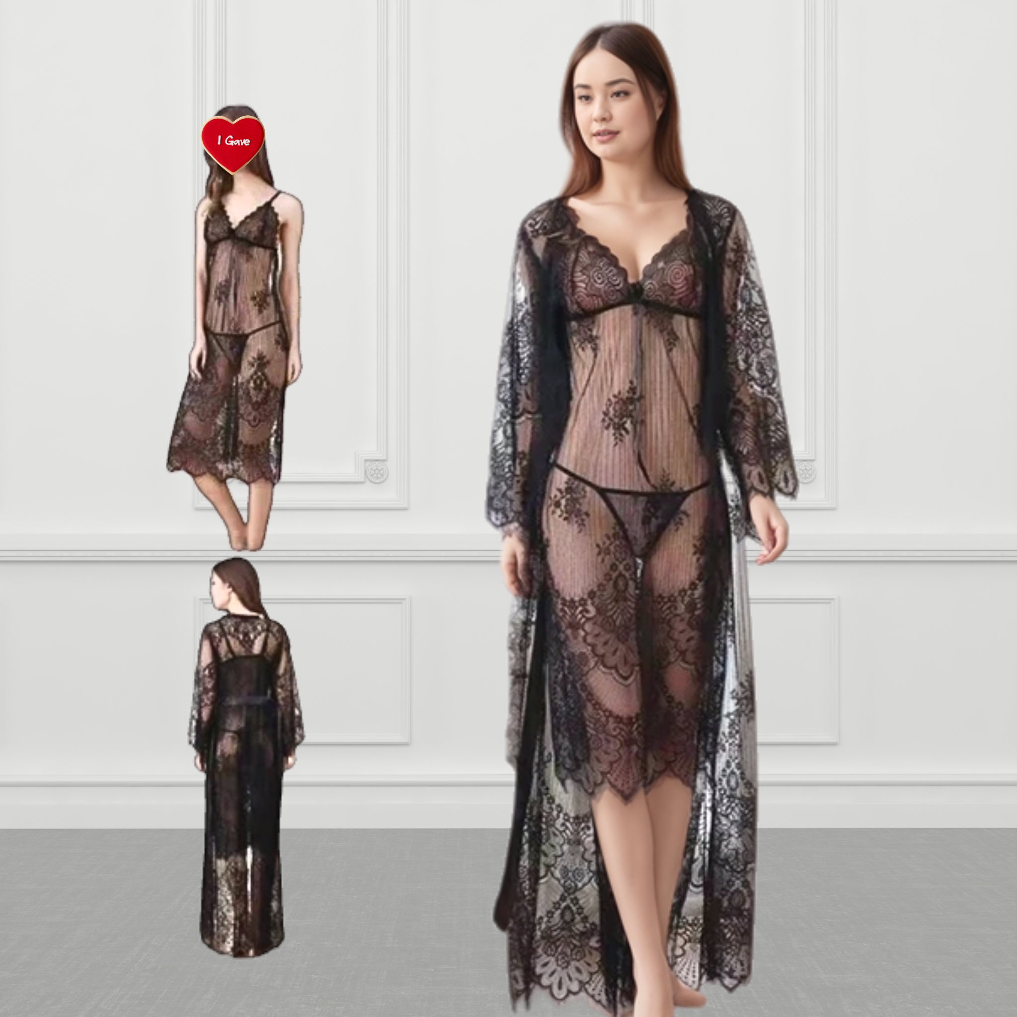 Sexy Temptation Lace Nightdress Black Free Size Nylon