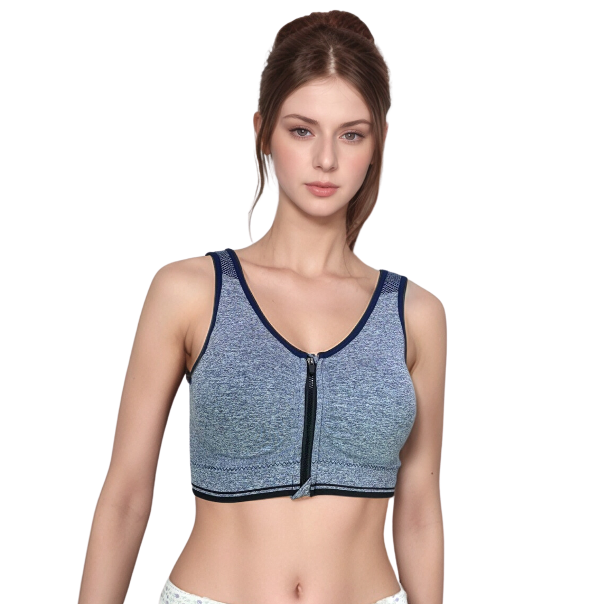 Cotton Lightly Padded Wire Free Sports Bra free Navy Blue