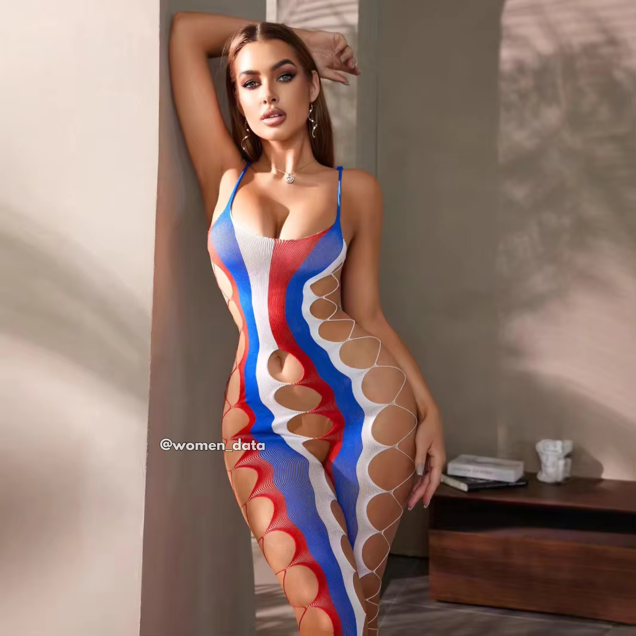 Striped Transparent Lace Body Stocking