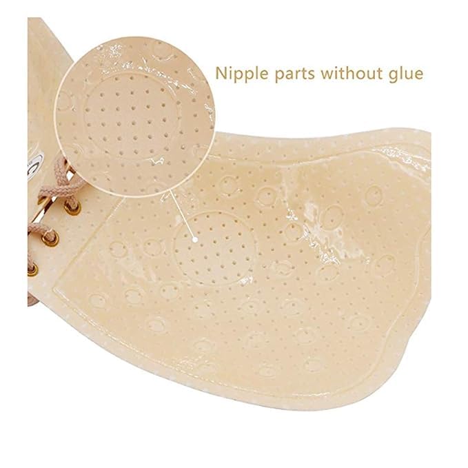 Nylon Padded Non-Wired Reusable Backless Strapless Push up Self Adhesive Sticky Bra
