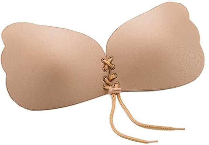 Nylon Padded Non-Wired Reusable Backless Strapless Push up Self Adhesive Sticky Bra