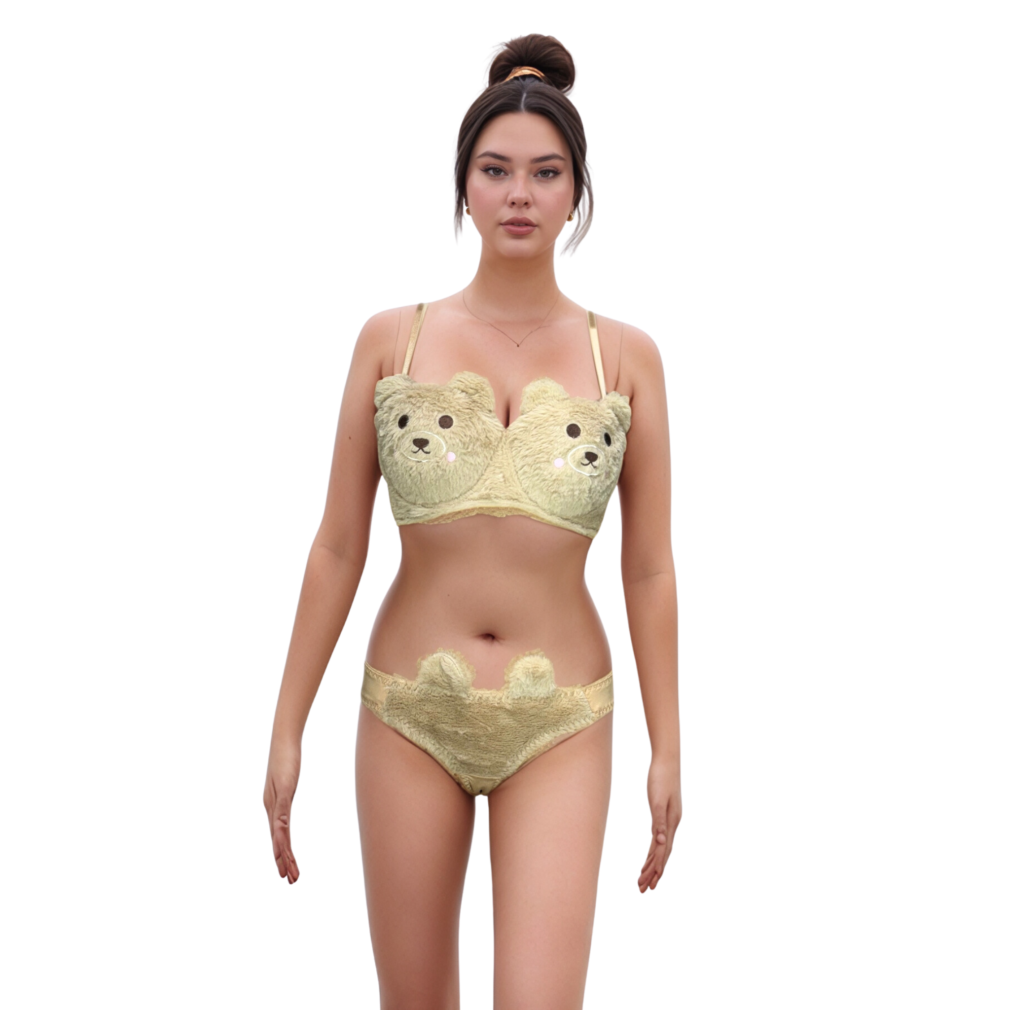 Teddy Bra Panty Sets Brown
