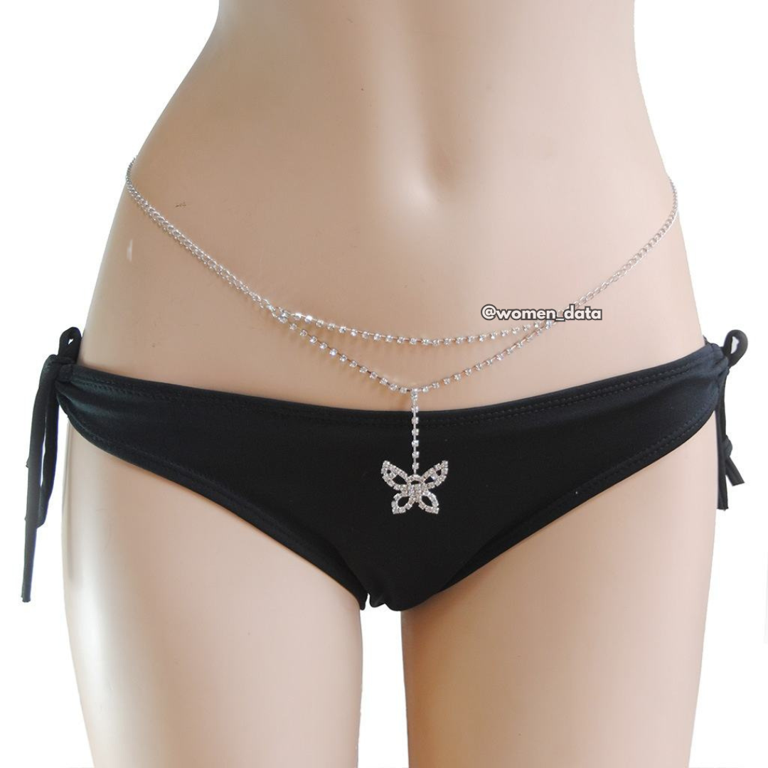 Butterfly Rhinestone Waist Chain