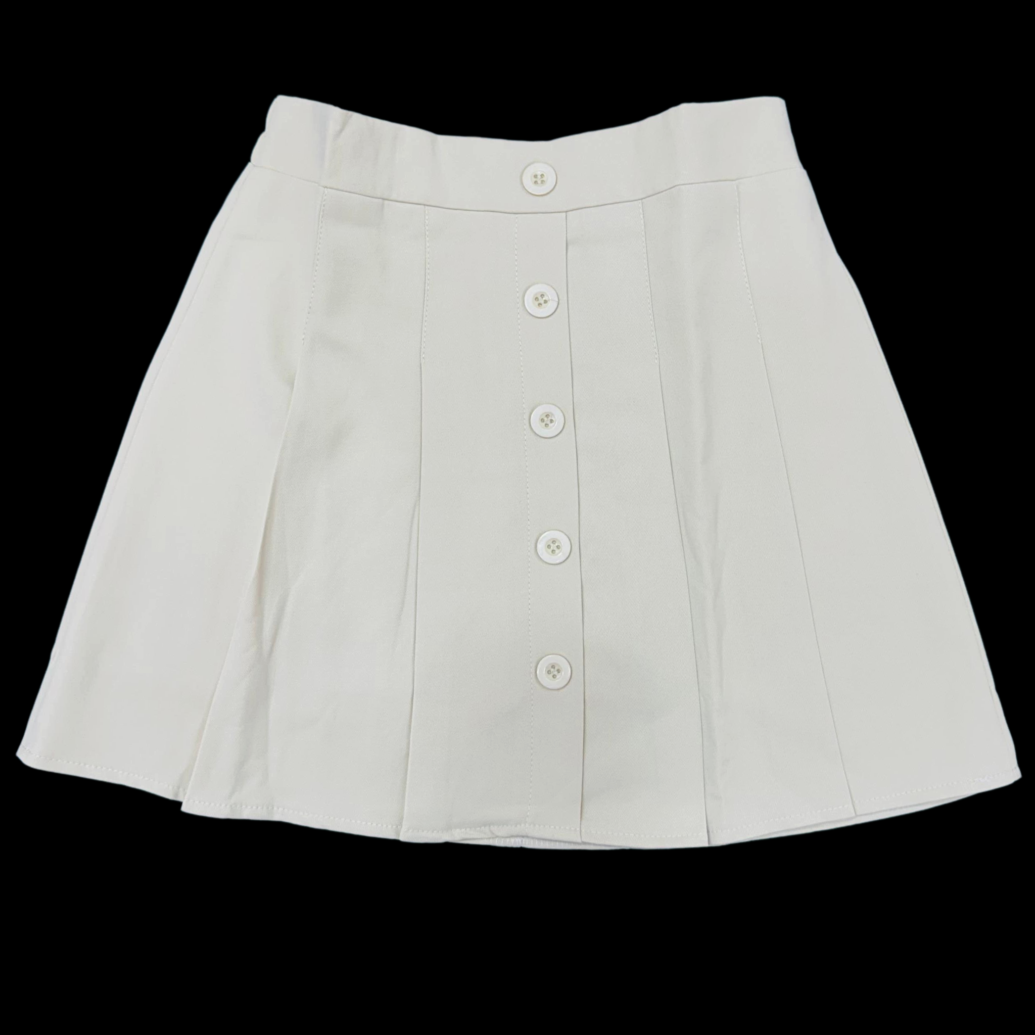 Skirt Button Closure A-Line High Waist Mini Short Skirt Cream Traveling