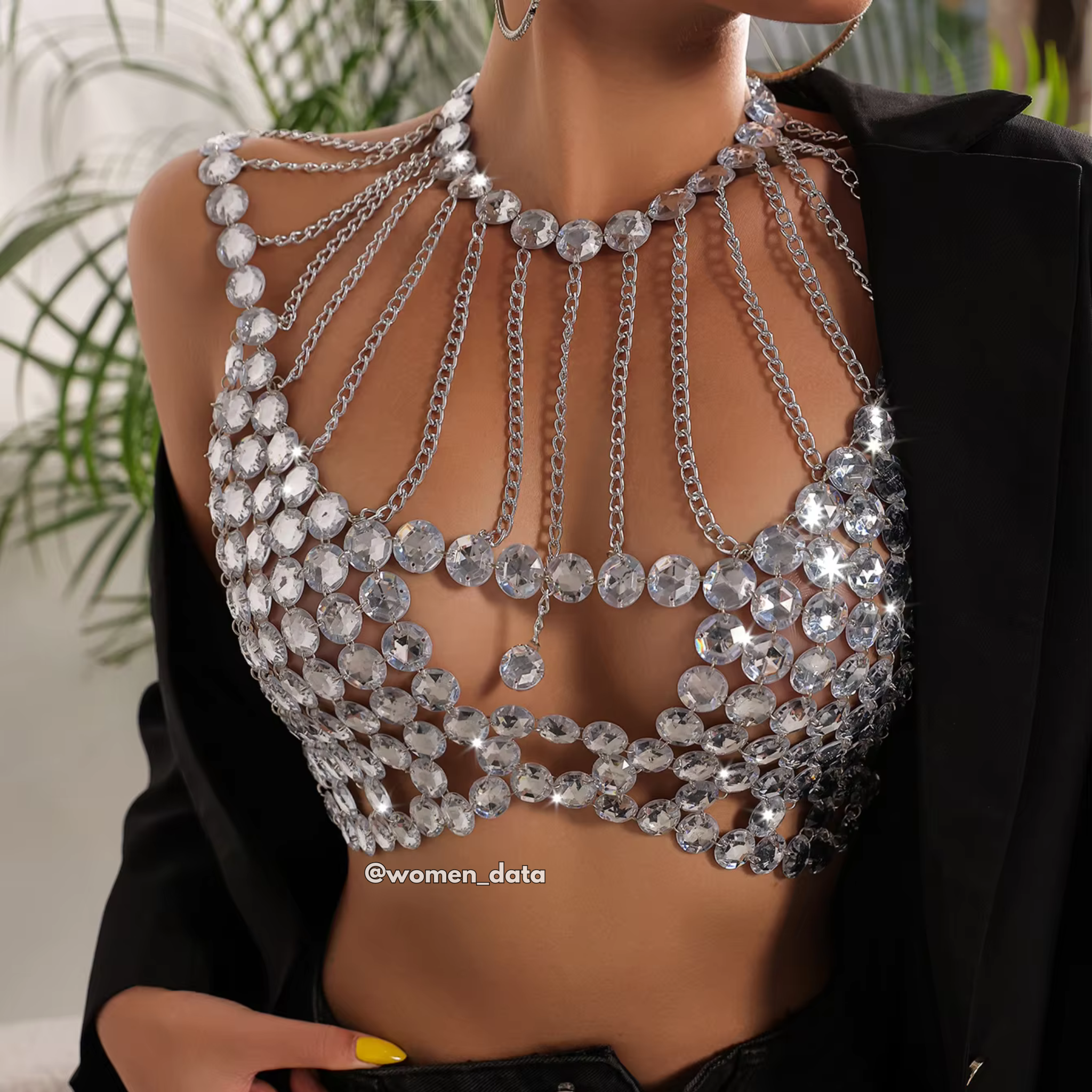 Silver chain and crystal top
