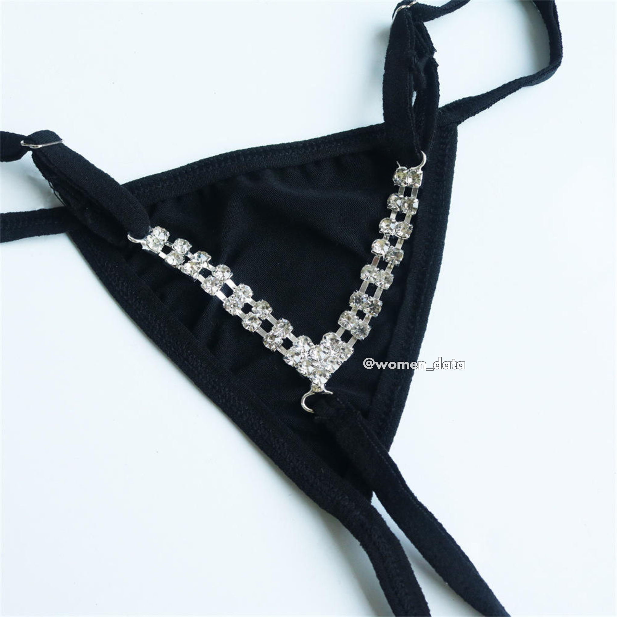 Crystal Striped T-Back Thong