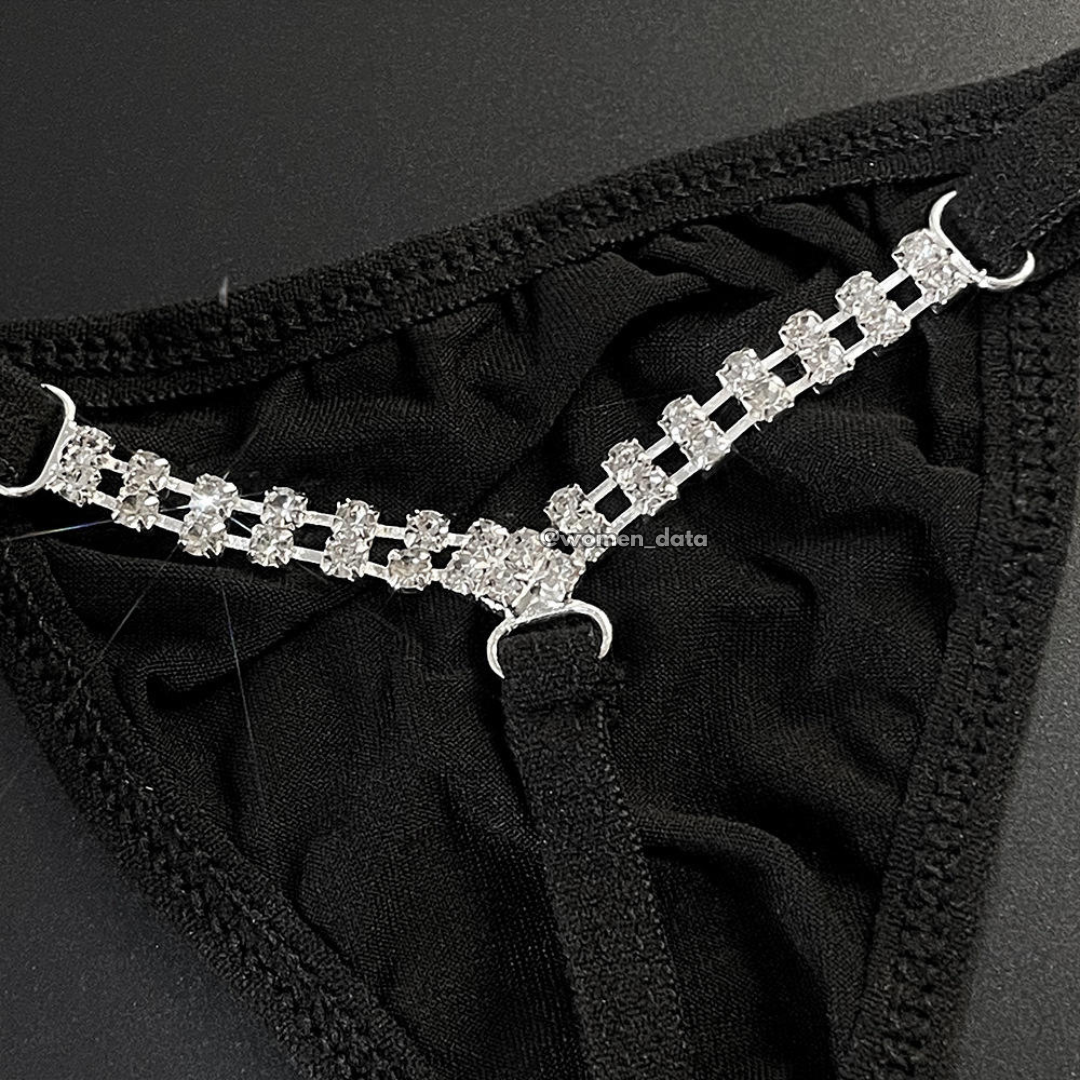 Crystal Striped T-Back Thong
