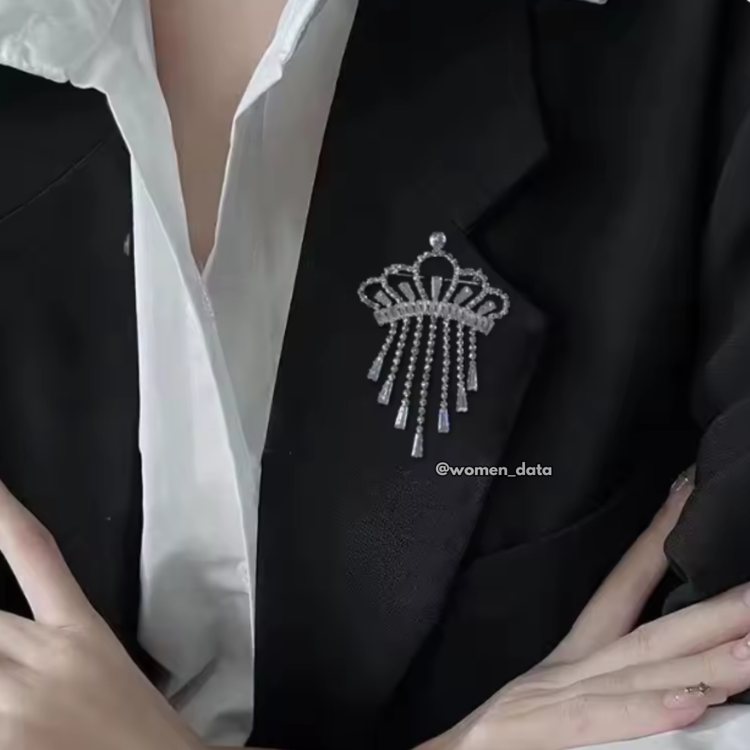 Elegant Crown Tassel Brooch for Women