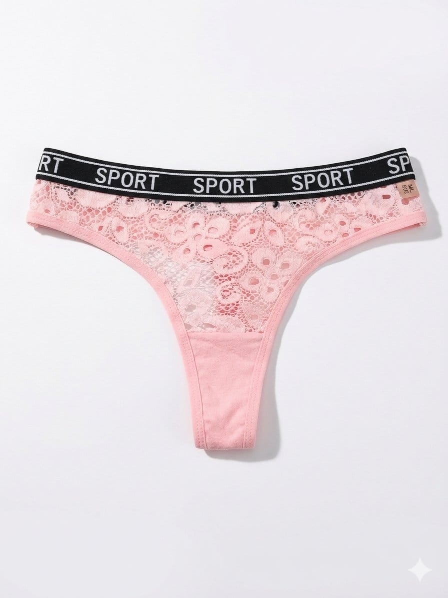 Flower Print Detail Thong Panty