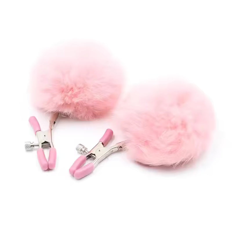 Fluffy Faux Fur Nipple Clamp Clips
