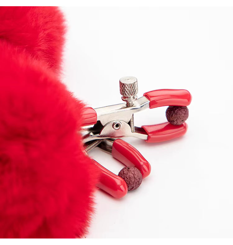 Fluffy Faux Fur Nipple Clamp Clips