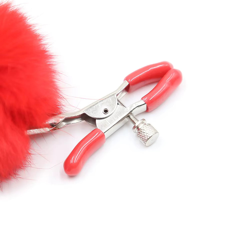 Fluffy Faux Fur Nipple Clamp Clips