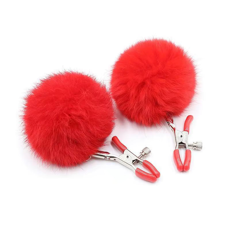 Fluffy Faux Fur Nipple Clamp Clips