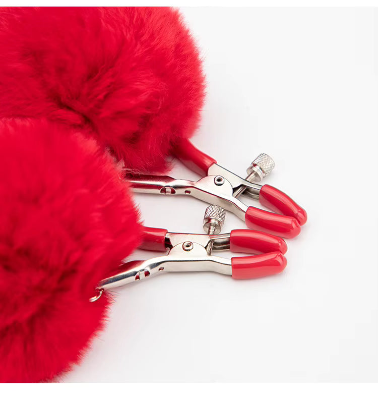 Fluffy Faux Fur Nipple Clamp Clips