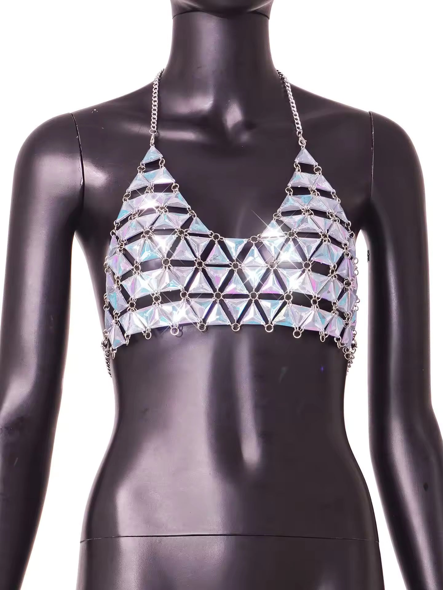 Gemstone Chain Triangle Crop Top