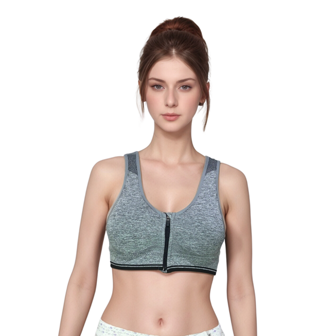 Cotton Lightly Padded Wire Free Sports Bra free Grey