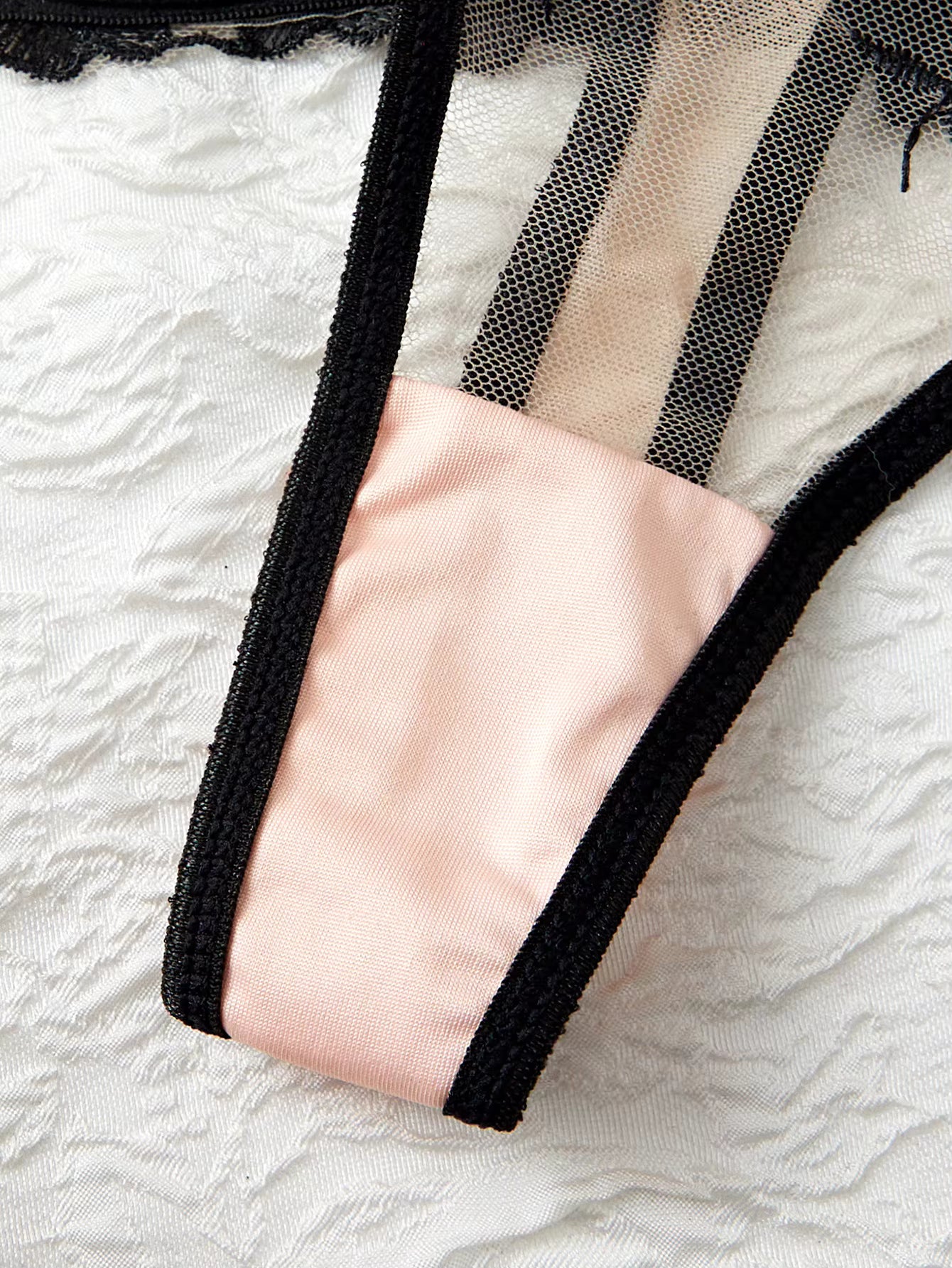 Black Embroidered Lace Bra & Thong Set