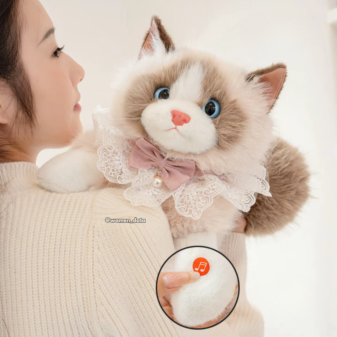 Kawaii Cat Plush Backpack with Meow Sound