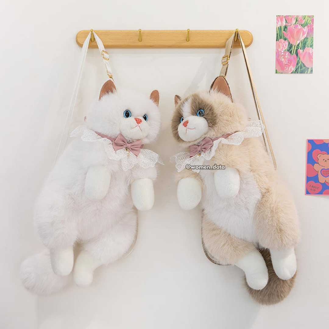 Kawaii Cat Plush Backpack with Meow Sound