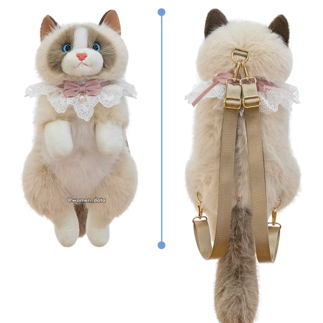Kawaii Cat Plush Backpack with Meow Sound