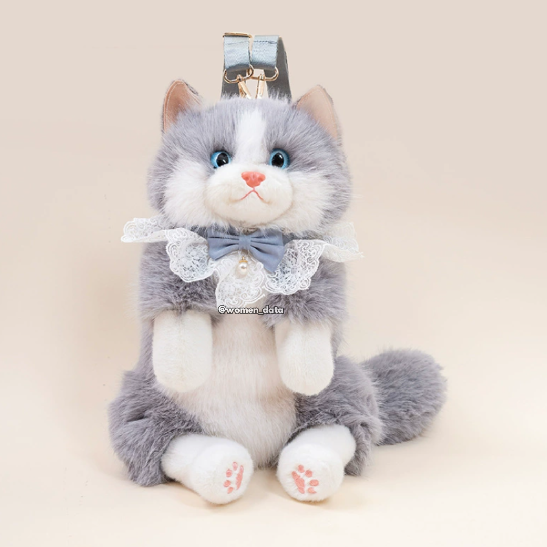 Kawaii Cat Plush Backpack with Meow Sound