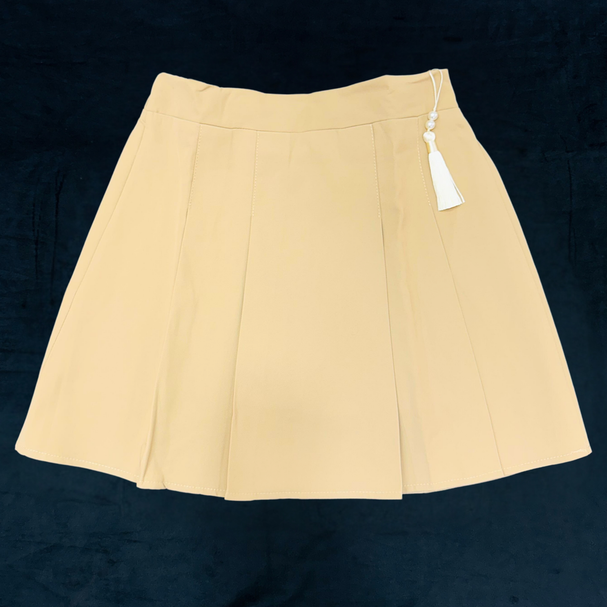 New Fashion pleated mini Skirt high waist Khaki Traveling