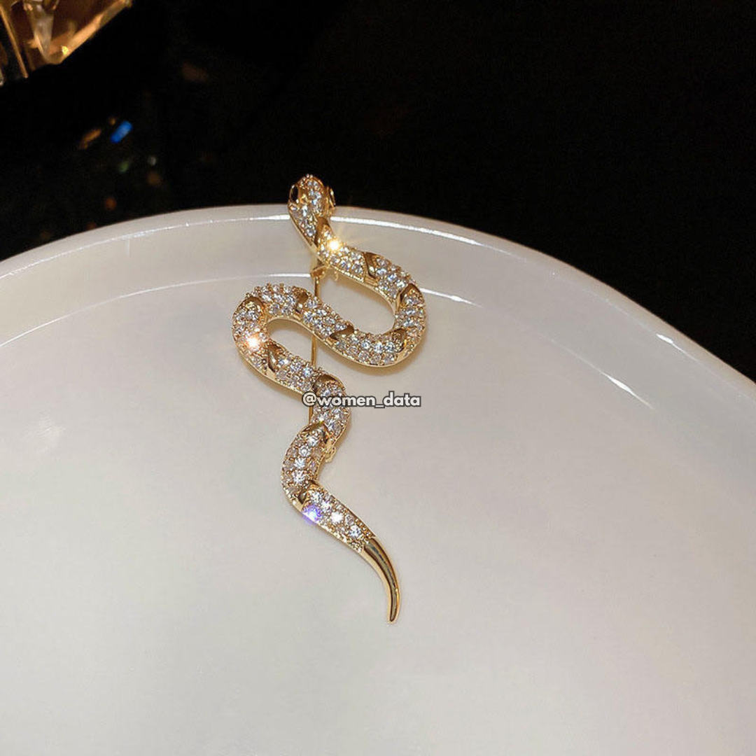 Luxury Crystal Snake Shaped Brooch Pin for Women