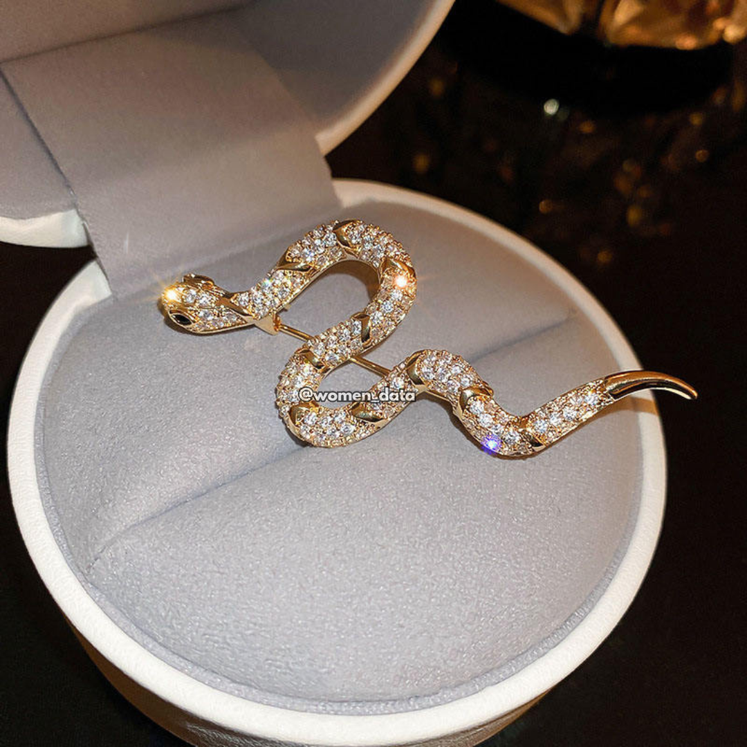 Luxury Crystal Snake Shaped Brooch Pin for Women