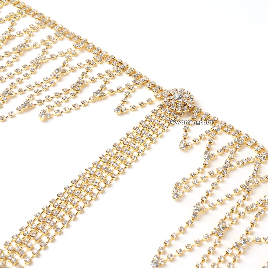 Gold Rhinestone Body Chain Skirt