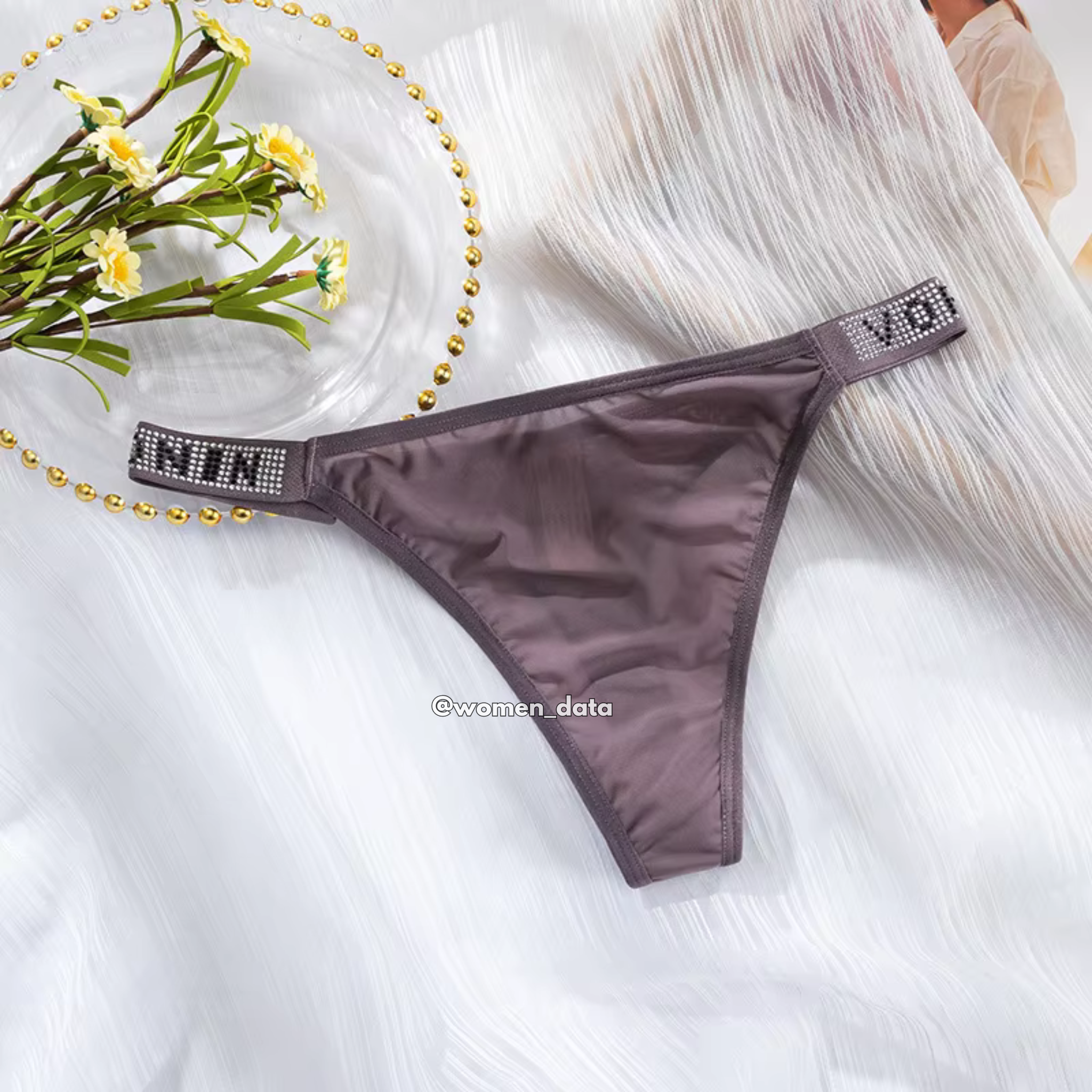 Luxury Ice Silk Rhinestone Thong