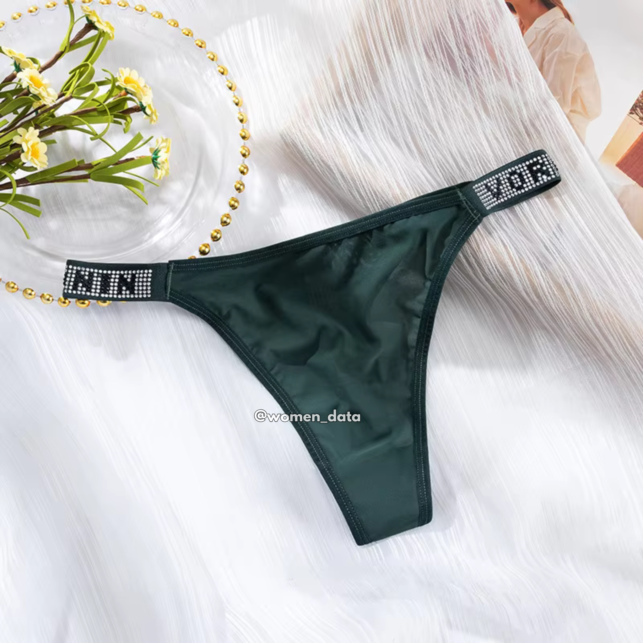 Luxury Ice Silk Rhinestone Thong