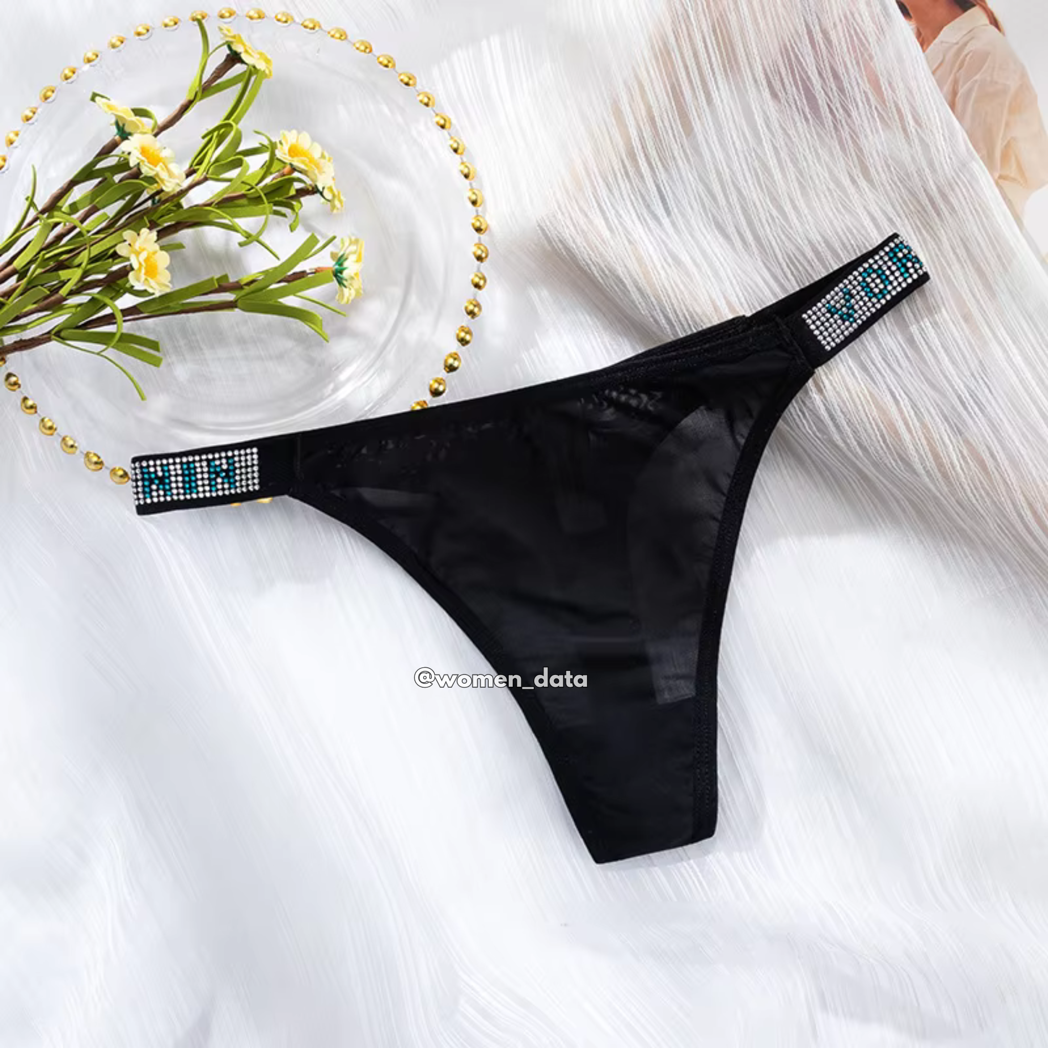 Luxury Ice Silk Rhinestone Thong