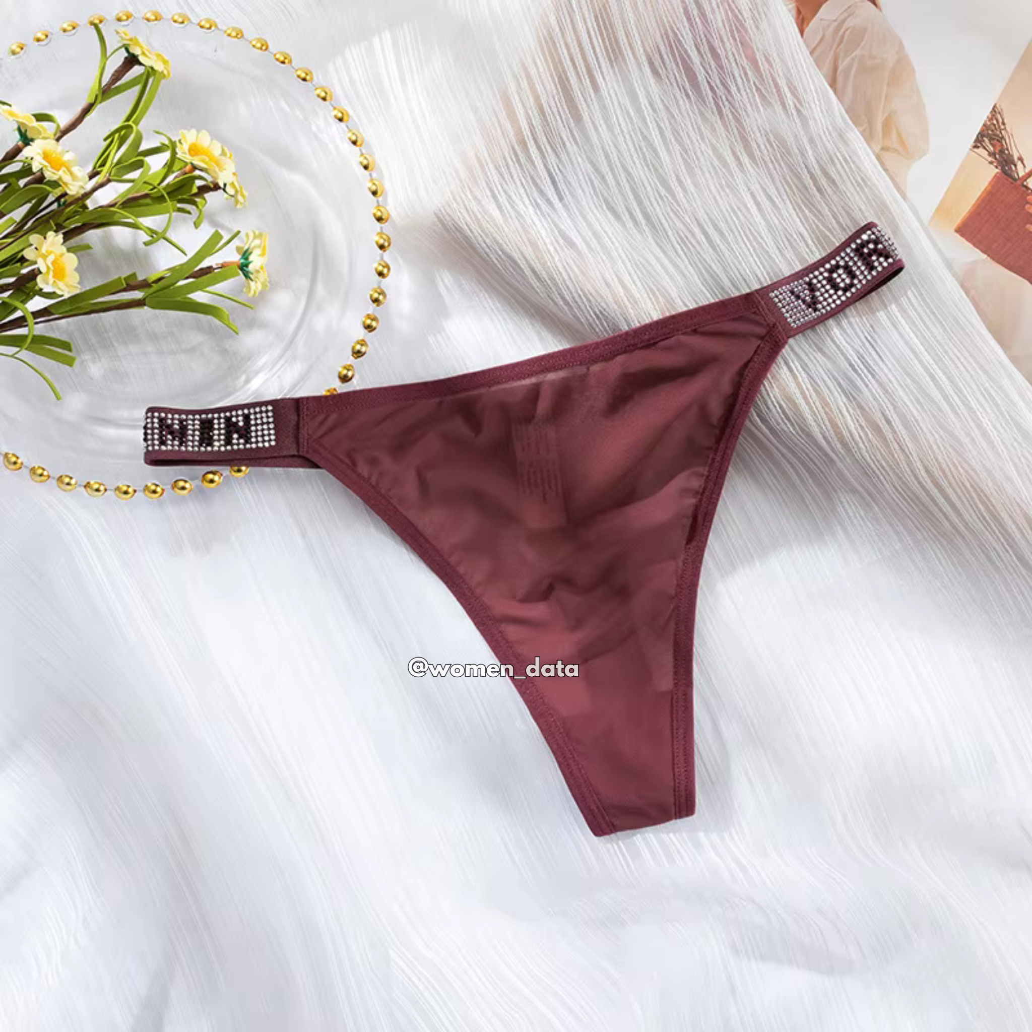 Luxury Ice Silk Rhinestone Thong