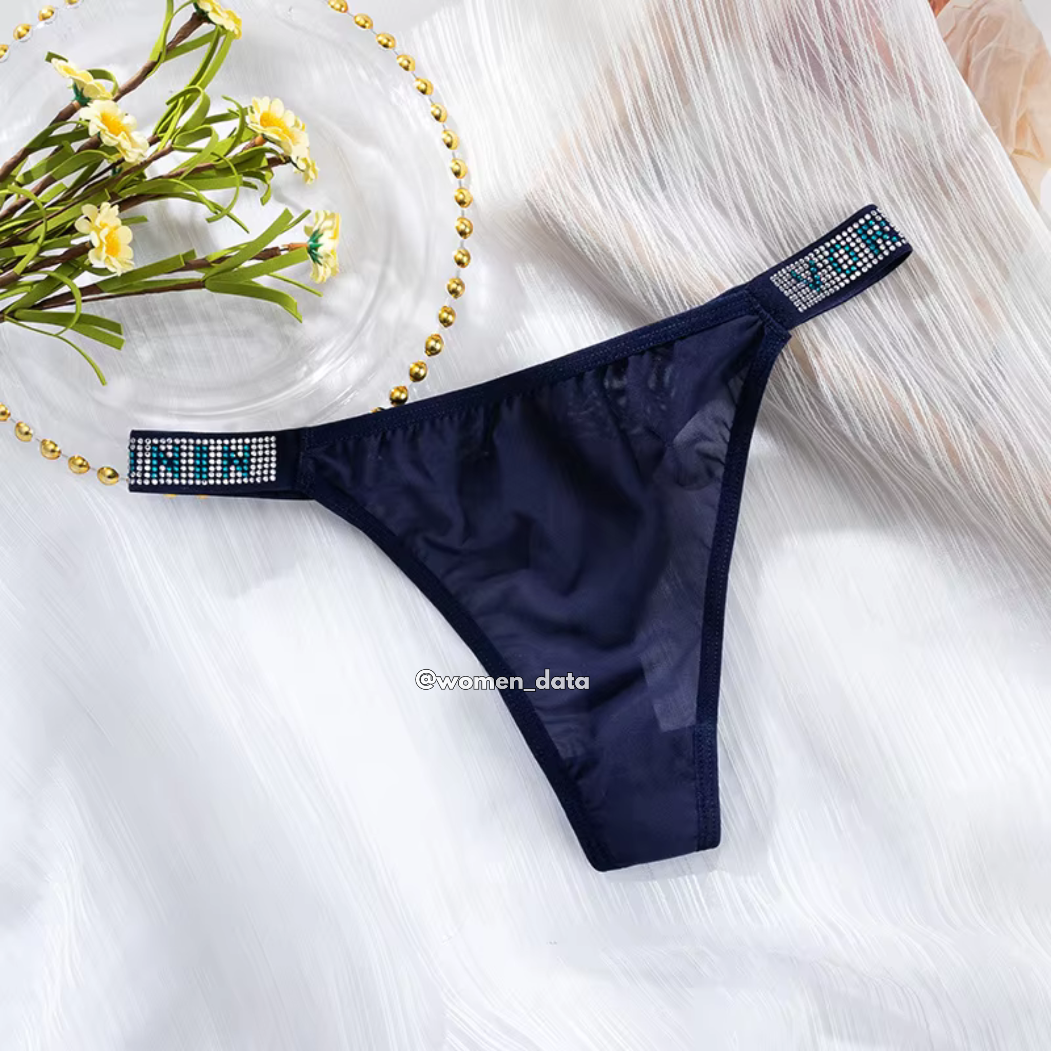 Luxury Ice Silk Rhinestone Thong