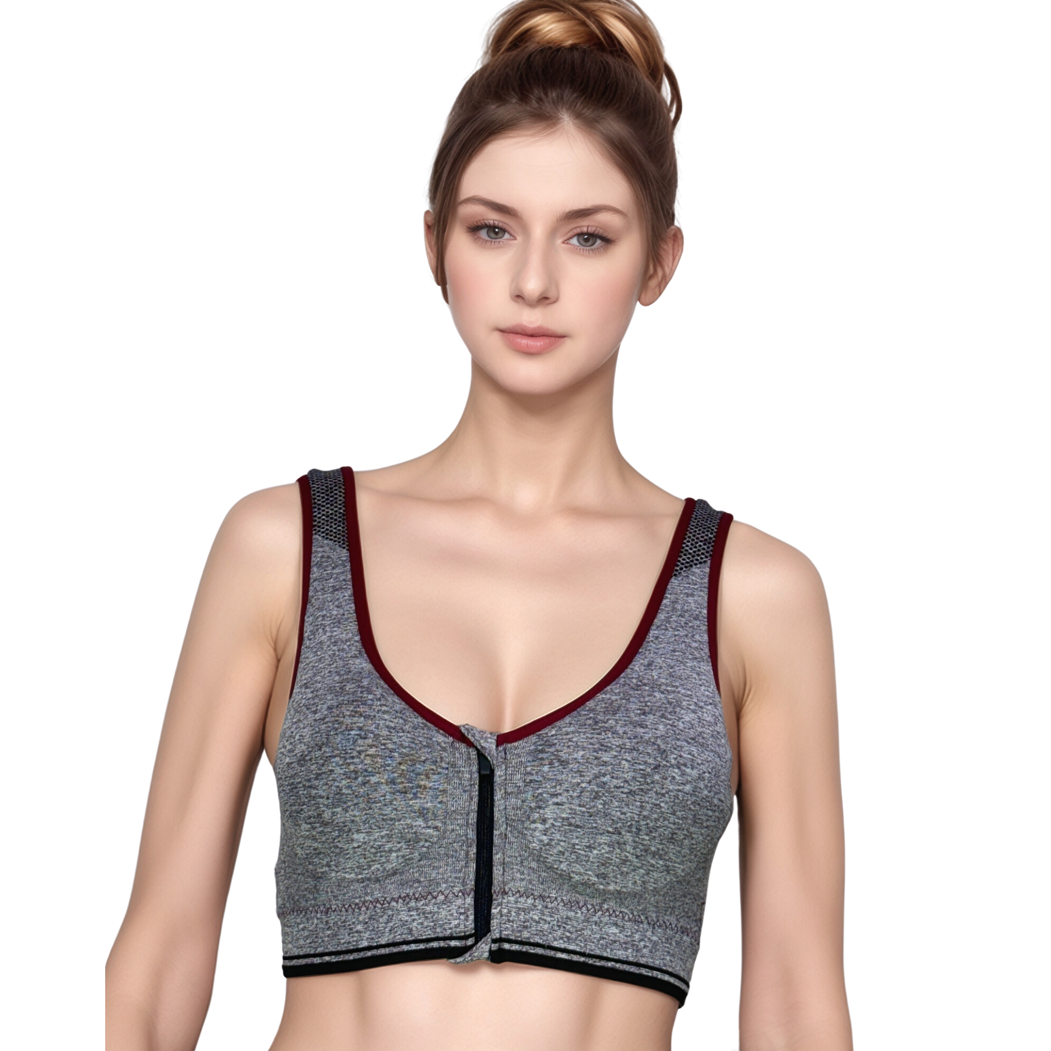 Front Zip Sports Wireless Bra | Cotton Lightly Padded Wire Free