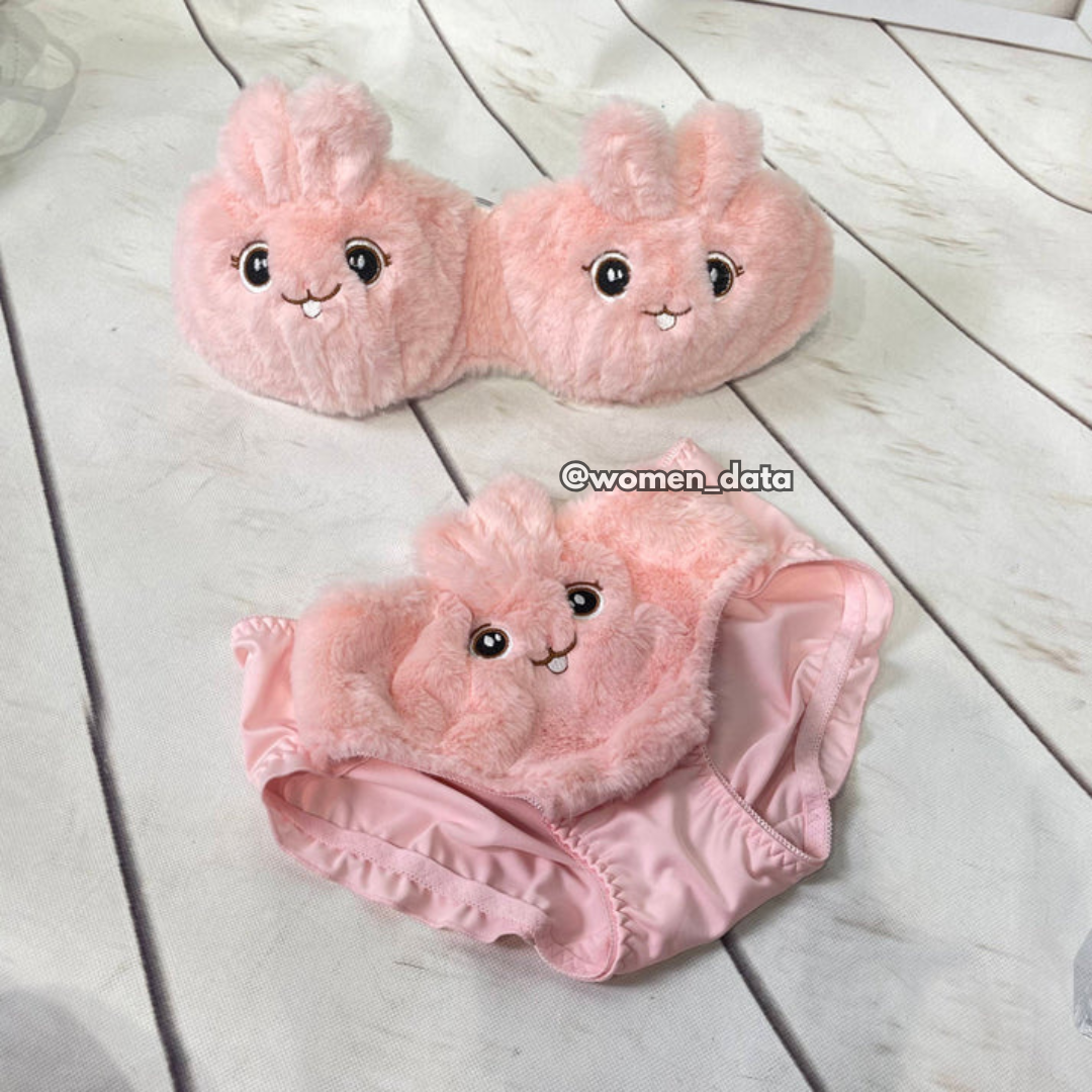 Women’s Winter Bunny Fur Bra Set
