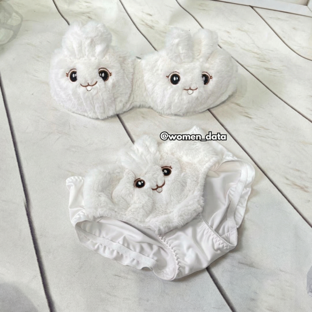 Women’s Winter Bunny Fur Bra Set